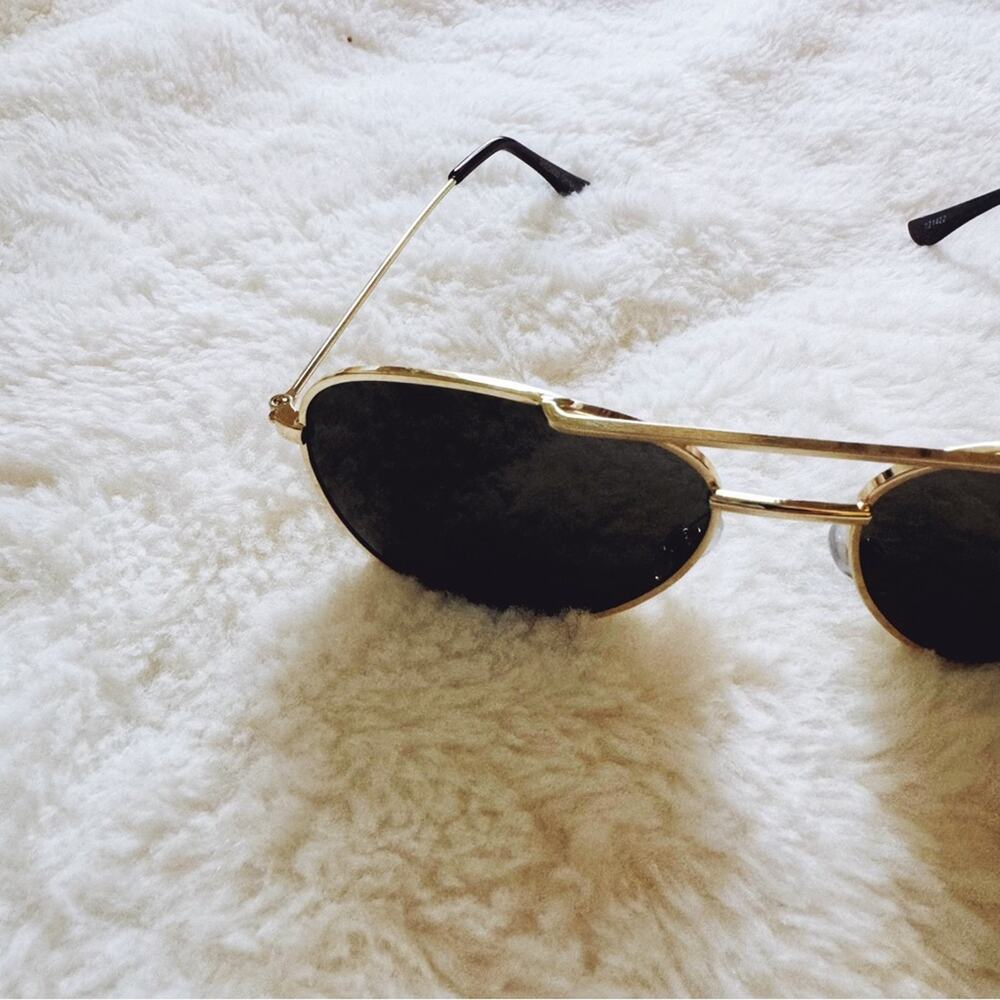 Tiana Gold Minimalist Aviator Sunglasses - Picture 5 of 11
